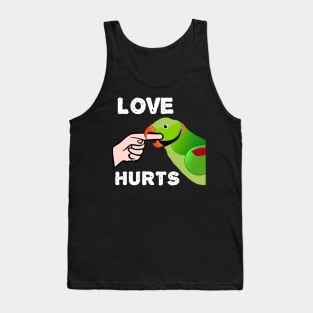 Love Hurts Indian Ringneck Male Parrot Biting Tank Top